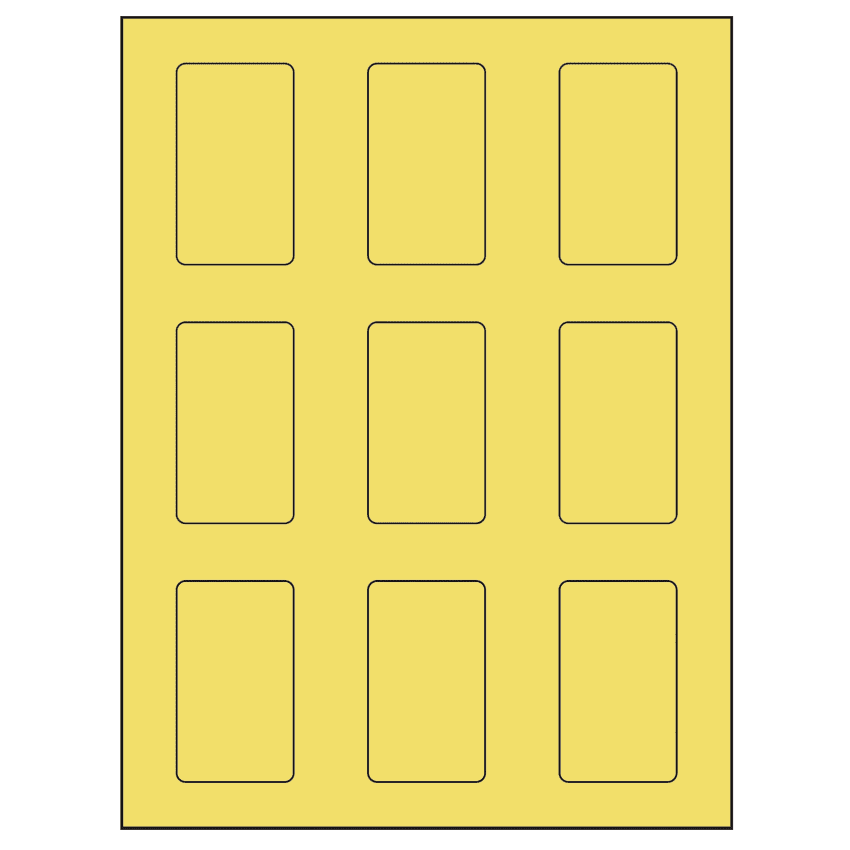 1.6562" x 2.75" Pastel Yellow Rectangular Sheet Labels