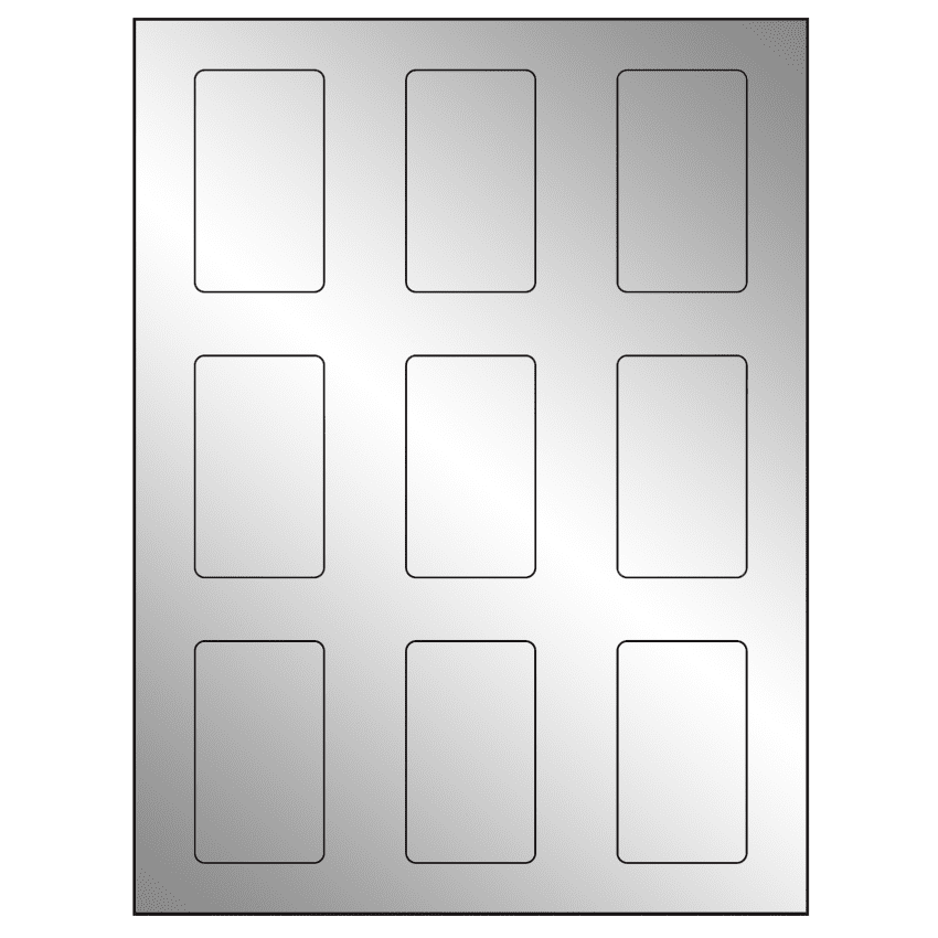 1.6562" x 2.75" Silver Foil Rectangular Sheet Labels