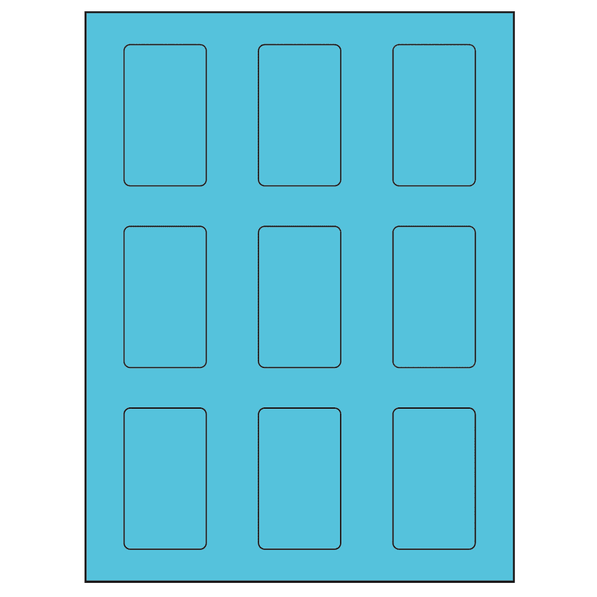 1.6562" x 2.75" Turquoise Rectangular Sheet Labels