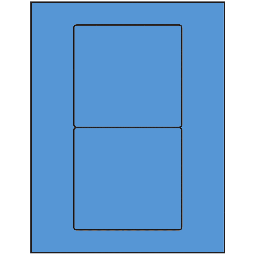 4.75" x 4.5" Fluorescent Blue Rectangular Sheet Labels