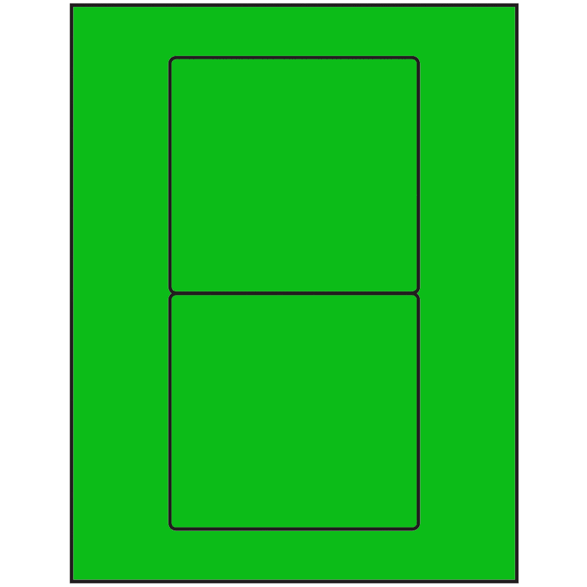 4.75" x 4.5" Fluorescent Green Rectangular Sheet Labels