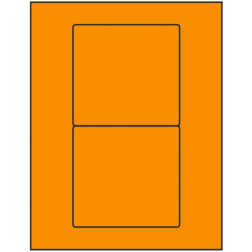 4.75" x 4.5" Fluorescent Orange Rectangular Sheet Labels