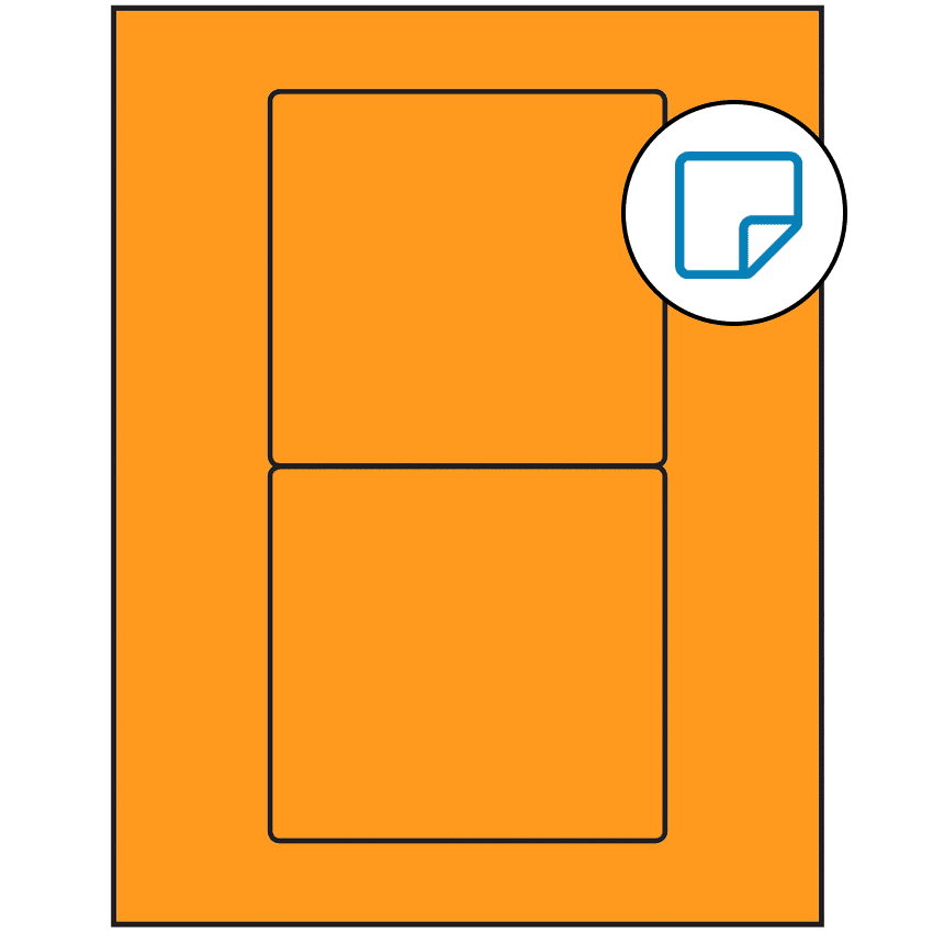 4.75" x 4.5" Fluorescent Orange Rectangular Sheet Labels - Removable Adhesive
