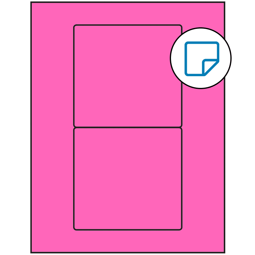 4.75" x 4.5" Fluorescent Pink Rectangular Sheet Labels - Removable Adhesive