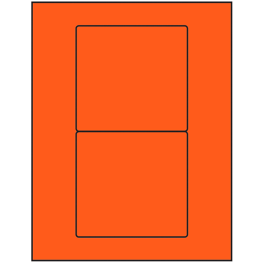 4.75" x 4.5" Fluorescent Red Rectangular Sheet Labels