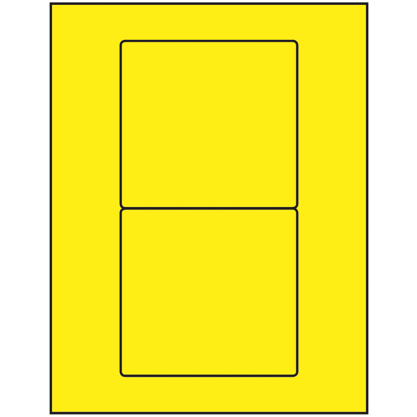 4.75" x 4.5" Fluorescent Yellow Rectangular Sheet Labels