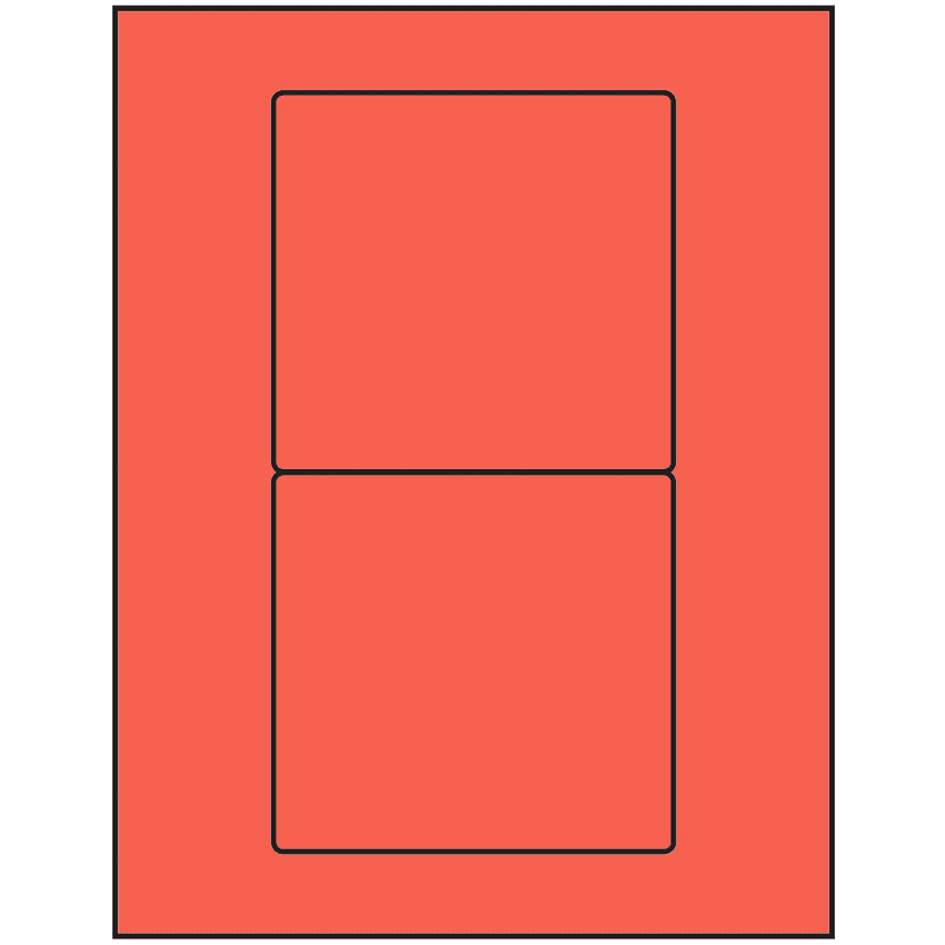 4.75" x 4.5" Red Rectangular Sheet Labels
