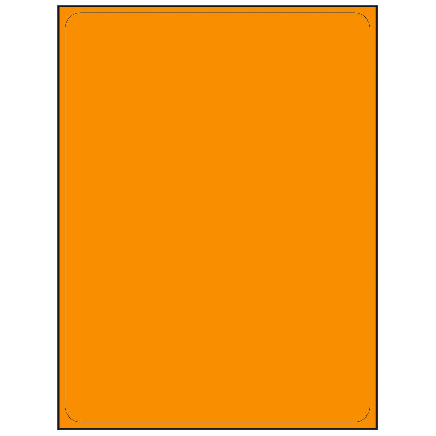 8.25" x 10.75" Fluorescent Orange Rectangular Sheet Labels