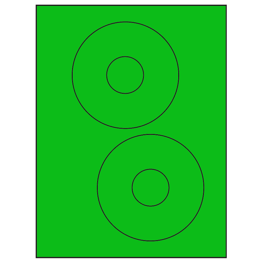 4.65" Fluorescent Green Circular Sheet Labels