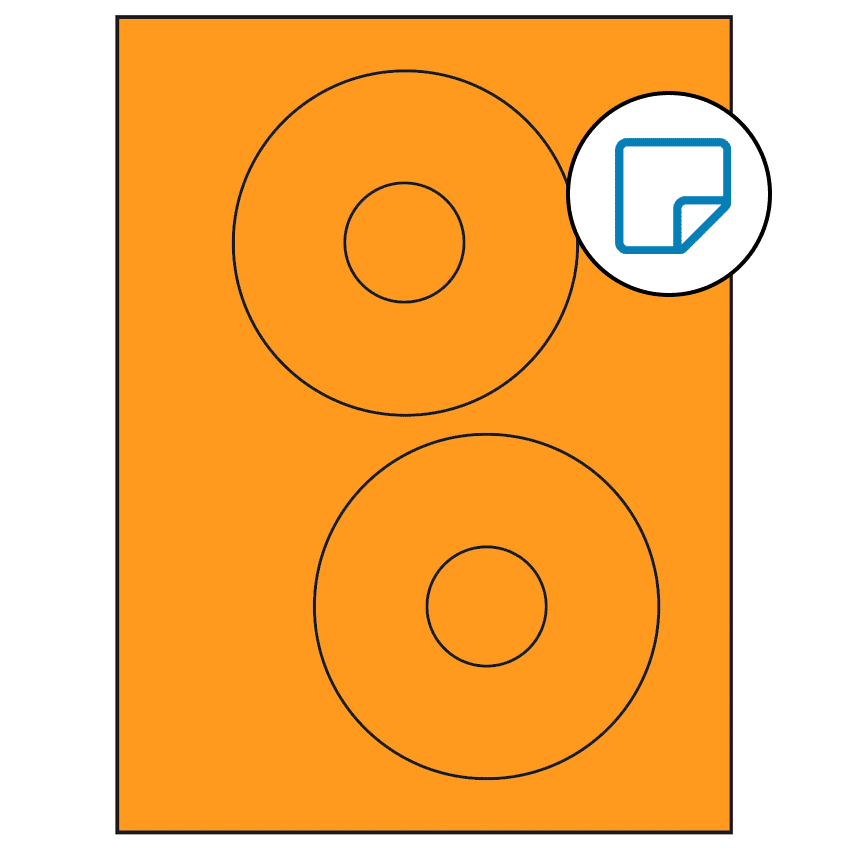 4.65" Fluorescent Orange Circular Sheet Labels - Removable Adhesive