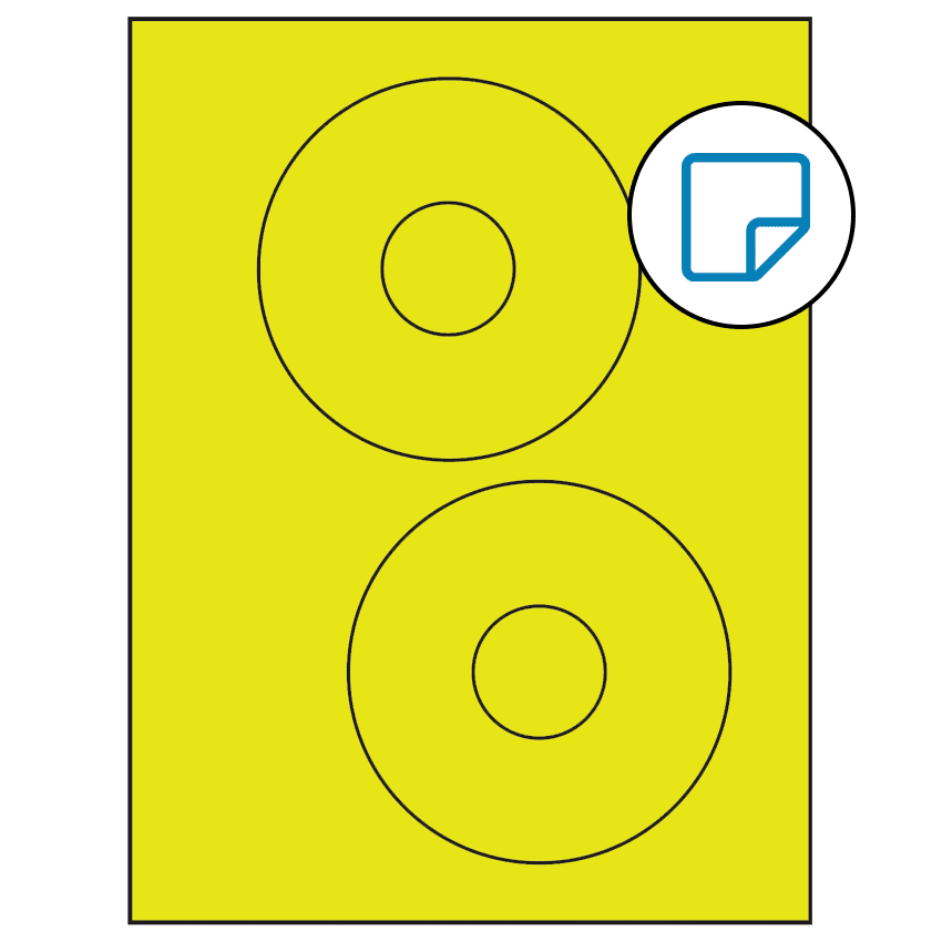 4.65" Fluorescent Yellow Circular Sheet Labels - Removable Adhesive