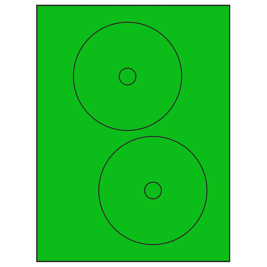 4.65" Fluorescent Green Circular Sheet Labels