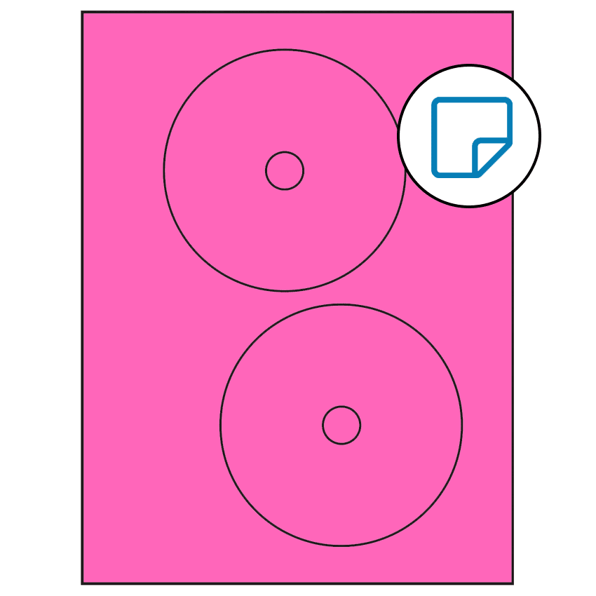 4.65" Fluorescent Pink Circular Sheet Labels - Removable Adhesive