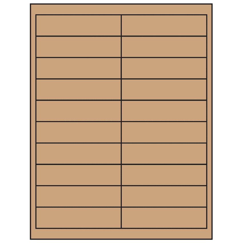 4" x 1" Brown Kraft Rectangular Sheet Labels