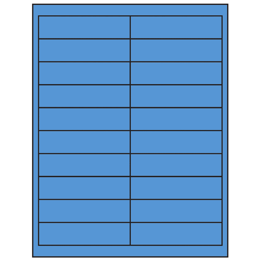 4" x 1" Fluorescent Blue Rectangular Sheet Labels