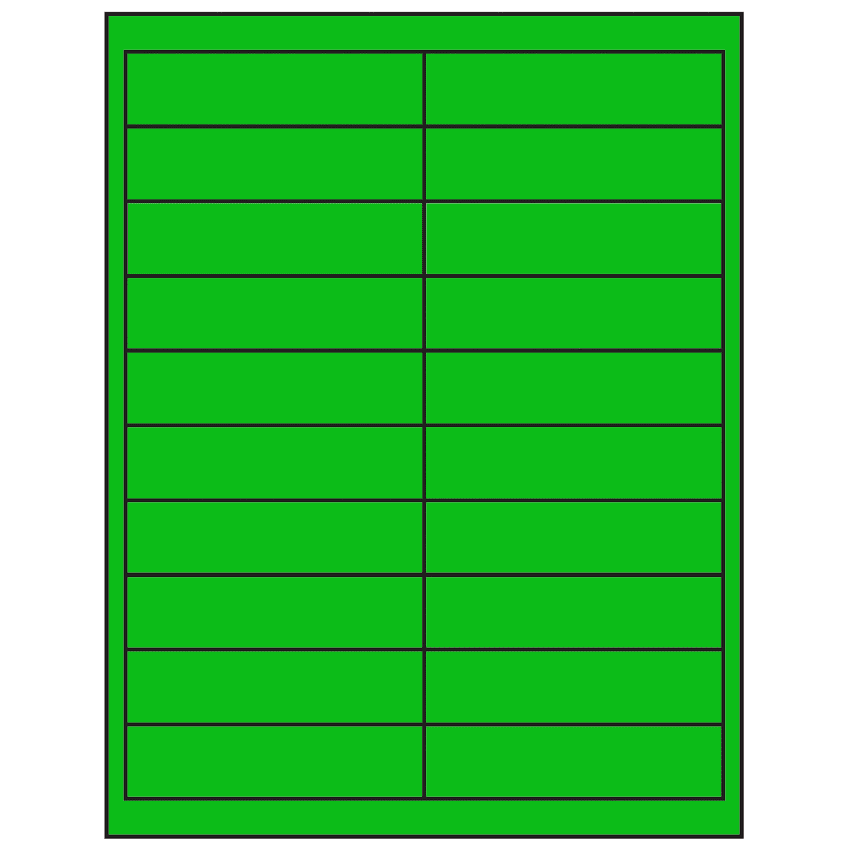 4" x 1" Fluorescent Green Rectangular Sheet Labels