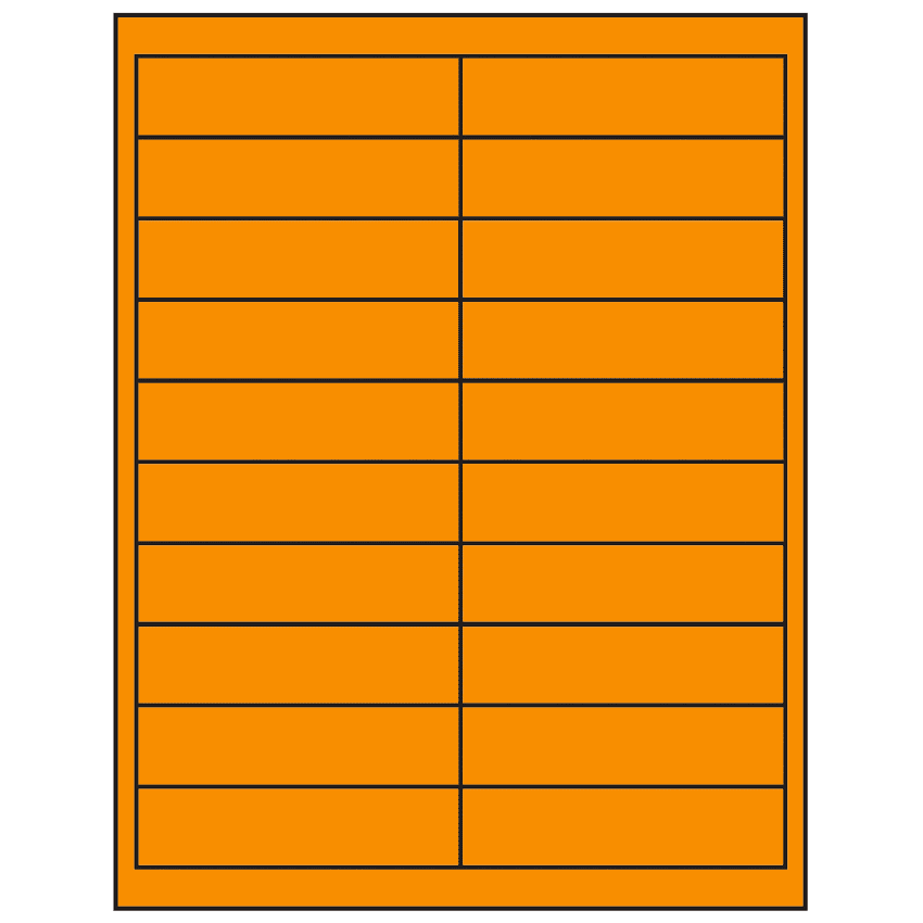4" x 1" Fluorescent Orange Rectangular Sheet Labels