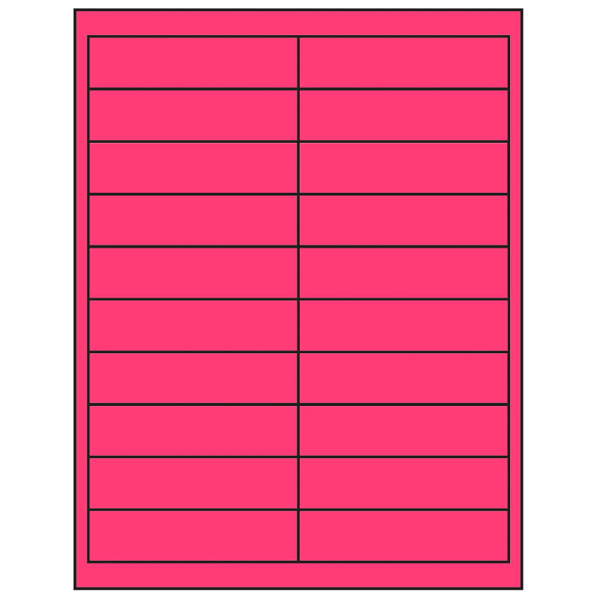 4" x 1" Fluorescent Pink Rectangular Sheet Labels