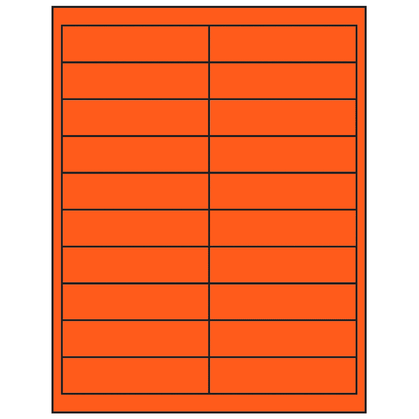 4" x 1" Fluorescent Red Rectangular Sheet Labels