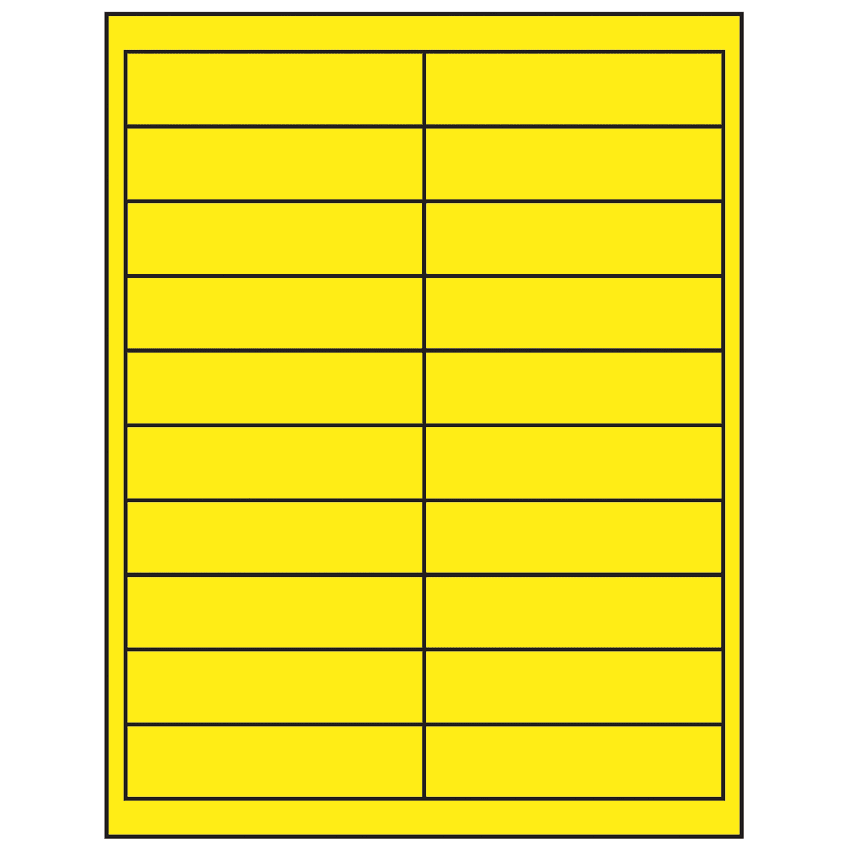 4" x 1" Fluorescent Yellow Rectangular Sheet Labels