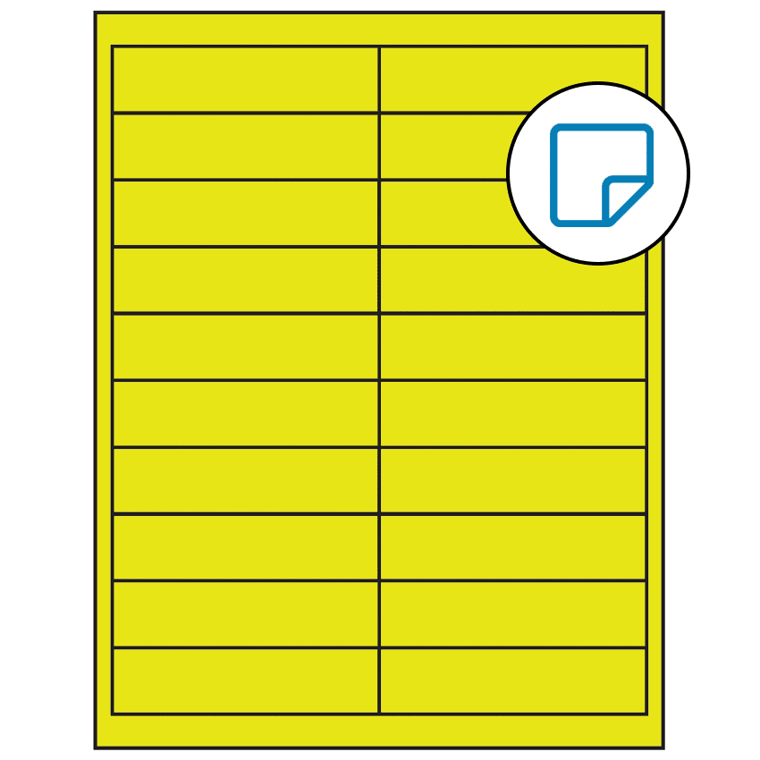 4" x 1" Fluorescent Yellow Rectangular Sheet Labels - Removable Adhesive