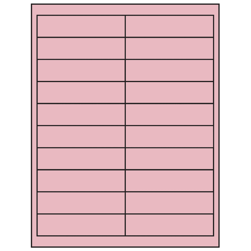 4" x 1" Pastel Pink Rectangular Sheet Labels