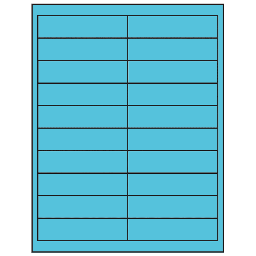 4" x 1" Turquoise Rectangular Sheet Labels