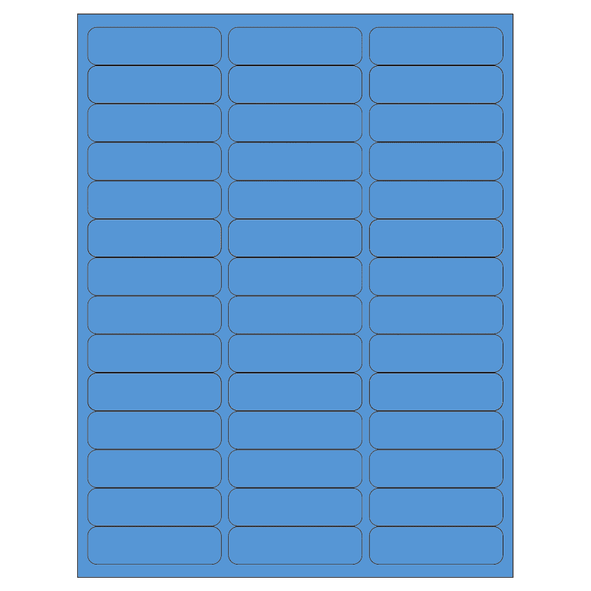 2.625" x 0.75" Fluorescent Blue Rectangular Sheet Labels