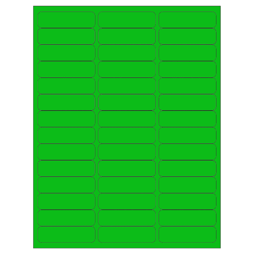 2.625" x 0.75" Fluorescent Green Rectangular Sheet Labels