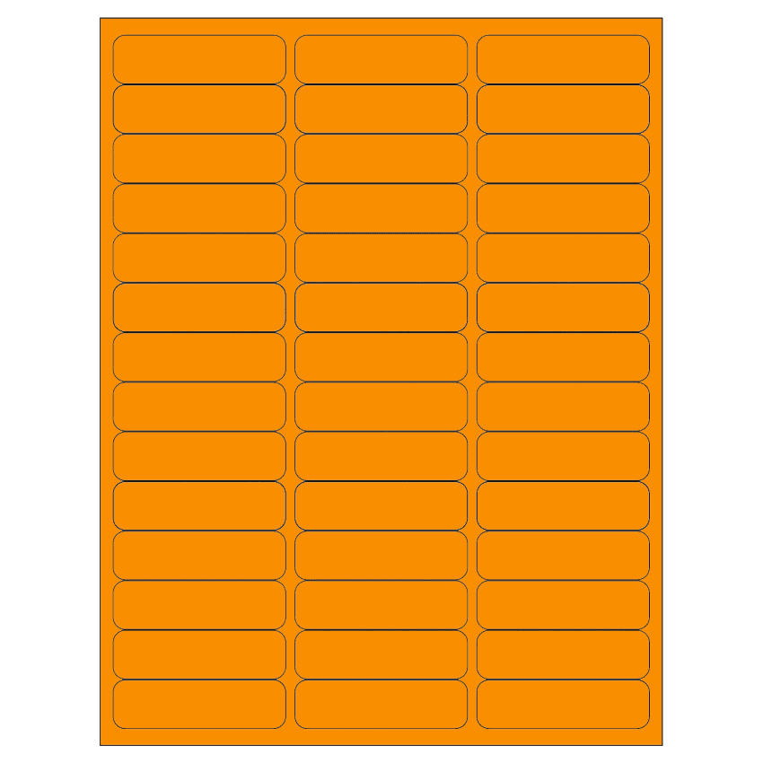 2.625" x 0.75" Fluorescent Orange Rectangular Sheet Labels