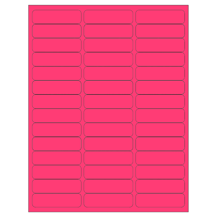 2.625" x 0.75" Fluorescent Pink Rectangular Sheet Labels