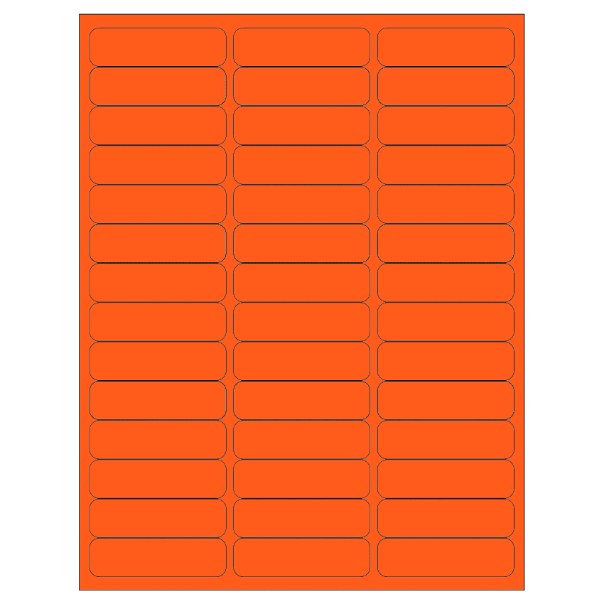 2.625" x 0.75" Fluorescent Red Rectangular Sheet Labels