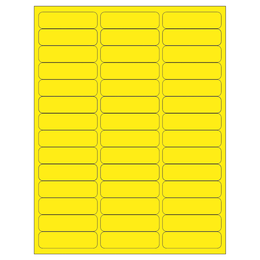 2.625" x 0.75" Fluorescent Yellow Rectangular Sheet Labels