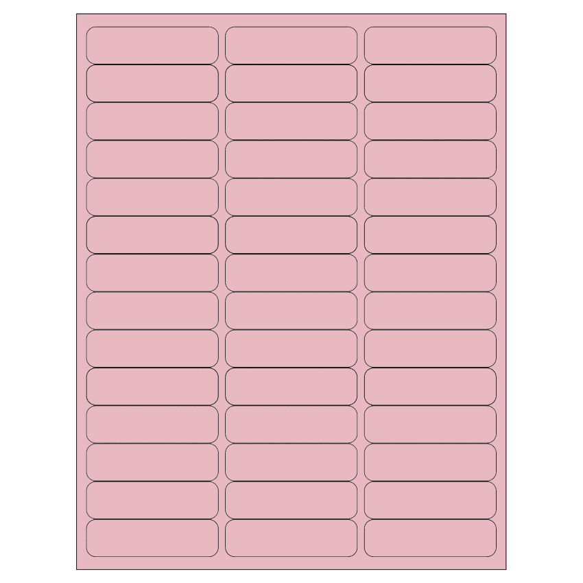 2.625" x 0.75" Pastel Pink Rectangular Sheet Labels
