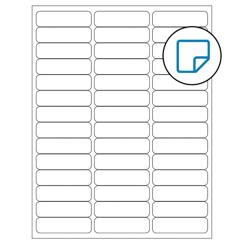 2.625" x 0.75" White Rectangular Sheet Labels - Removable Adhesive