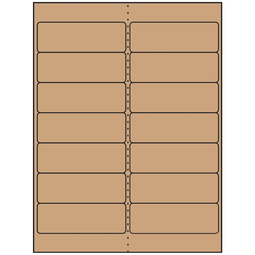 4" x 1.33" Brown Kraft Rectangular Sheet Labels