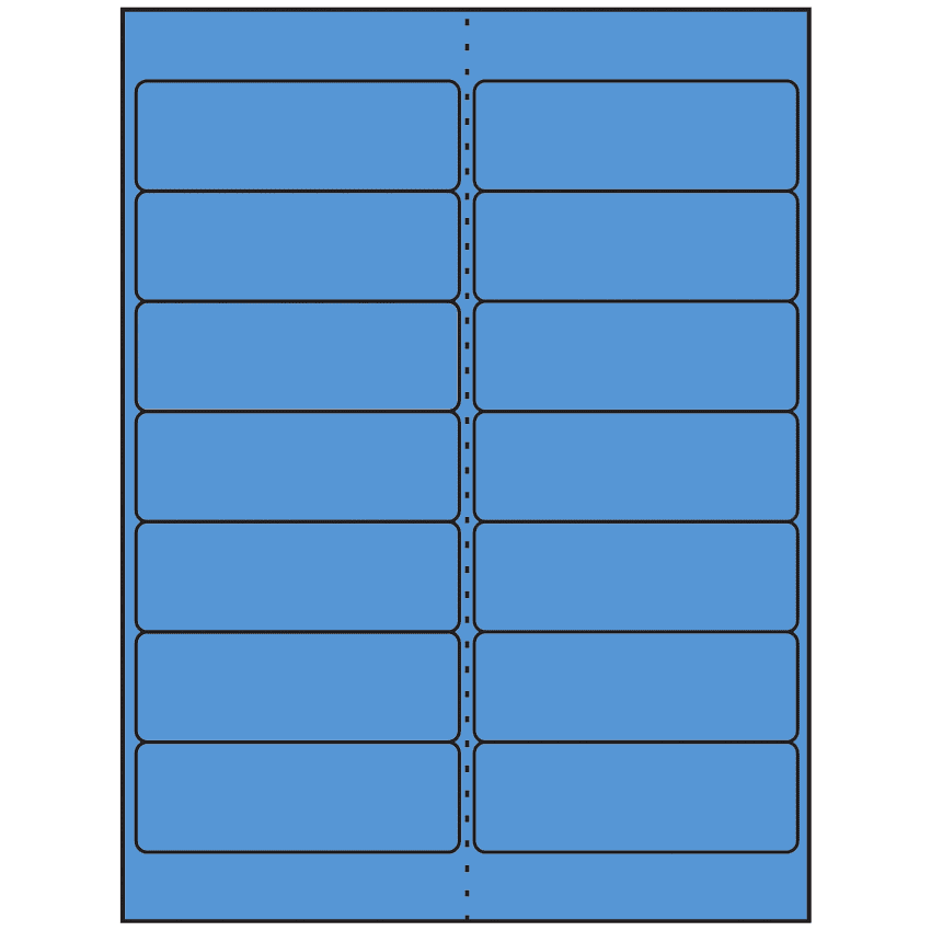4" x 1.33" Fluorescent Blue Rectangular Sheet Labels