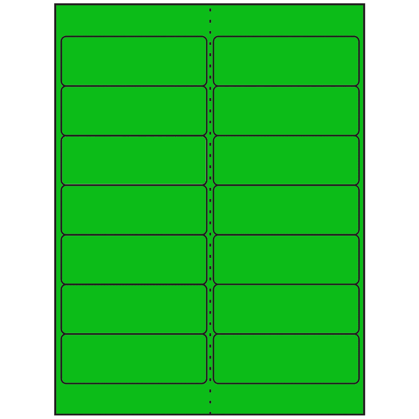 4" x 1.33" Fluorescent Green Rectangular Sheet Labels