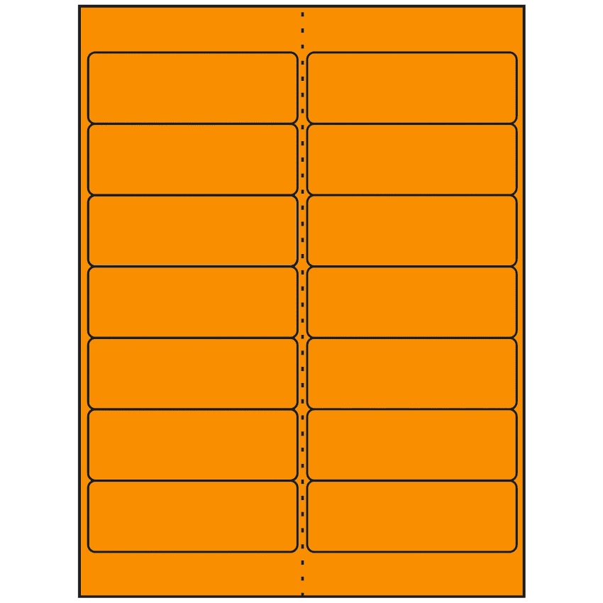 4" x 1.33" Fluorescent Orange Rectangular Sheet Labels