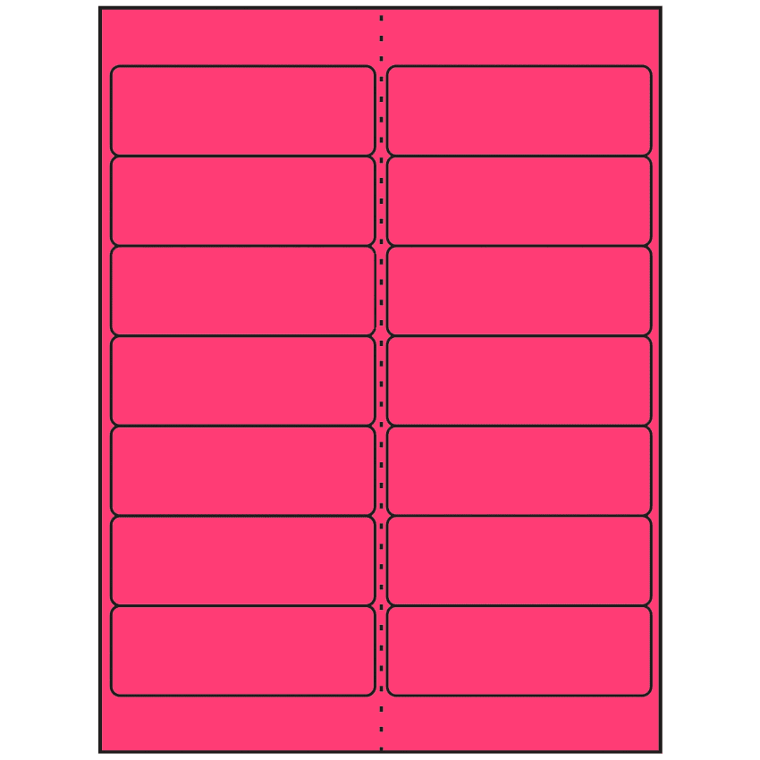 4" x 1.33" Fluorescent Pink Rectangular Sheet Labels