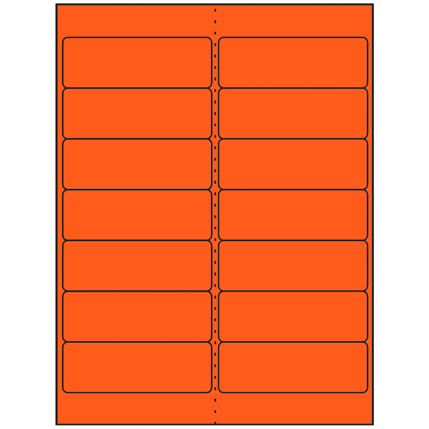 4" x 1.33" Fluorescent Red Rectangular Sheet Labels