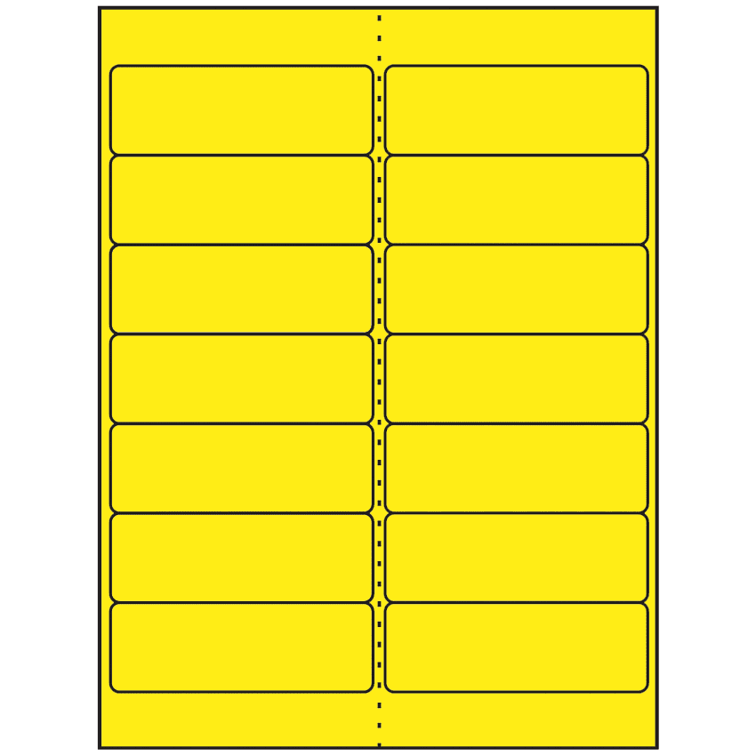 4" x 1.33" Fluorescent Yellow Rectangular Sheet Labels