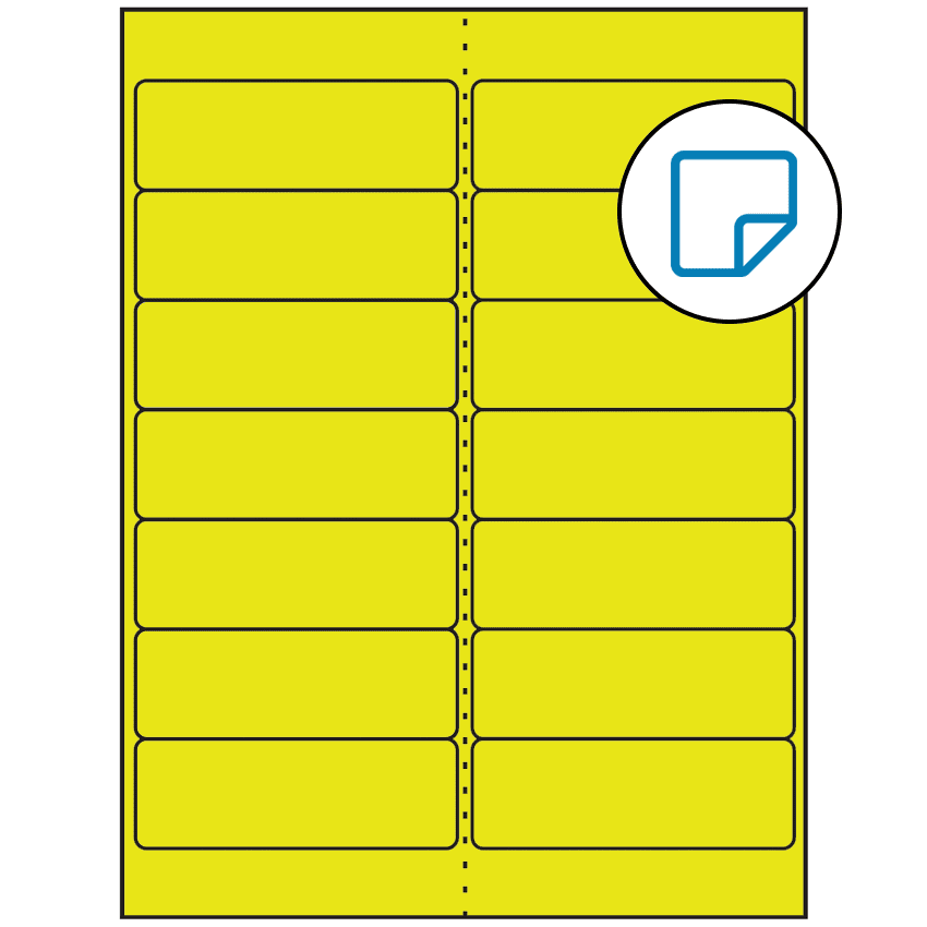 4" x 1.33" Fluorescent Yellow Rectangular Sheet Labels - Removable Adhesive