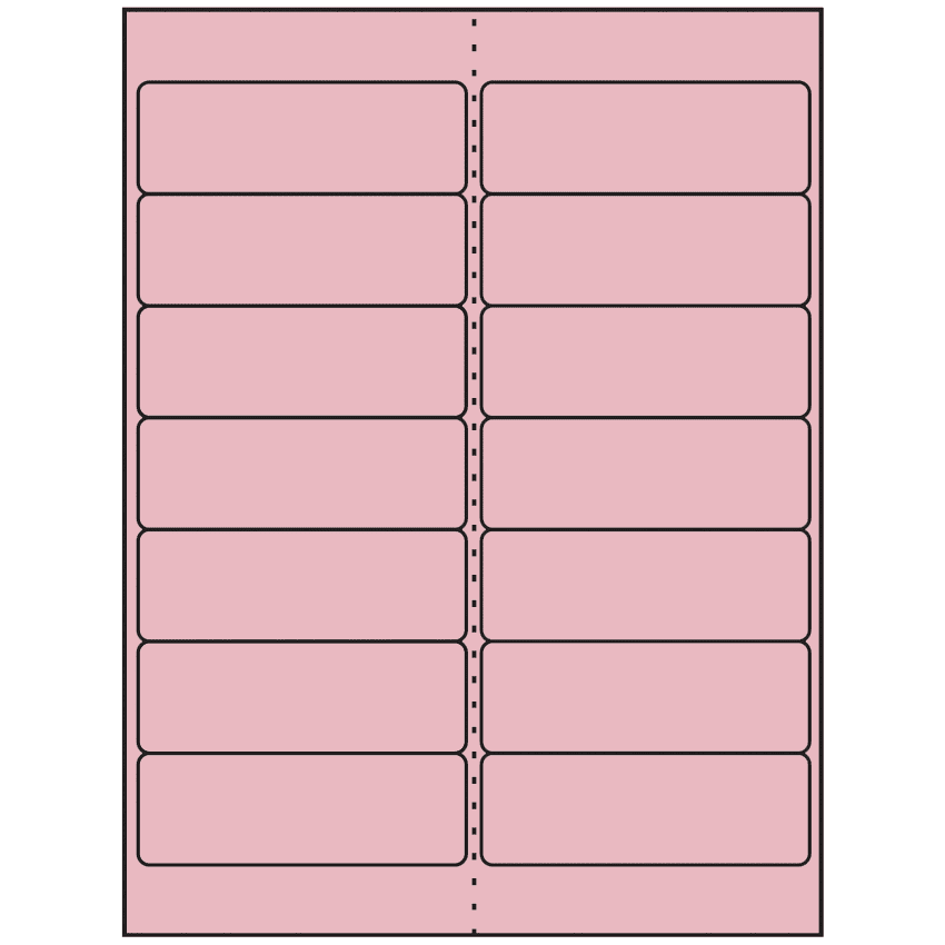 4" x 1.33" Pastel Pink Rectangular Sheet Labels