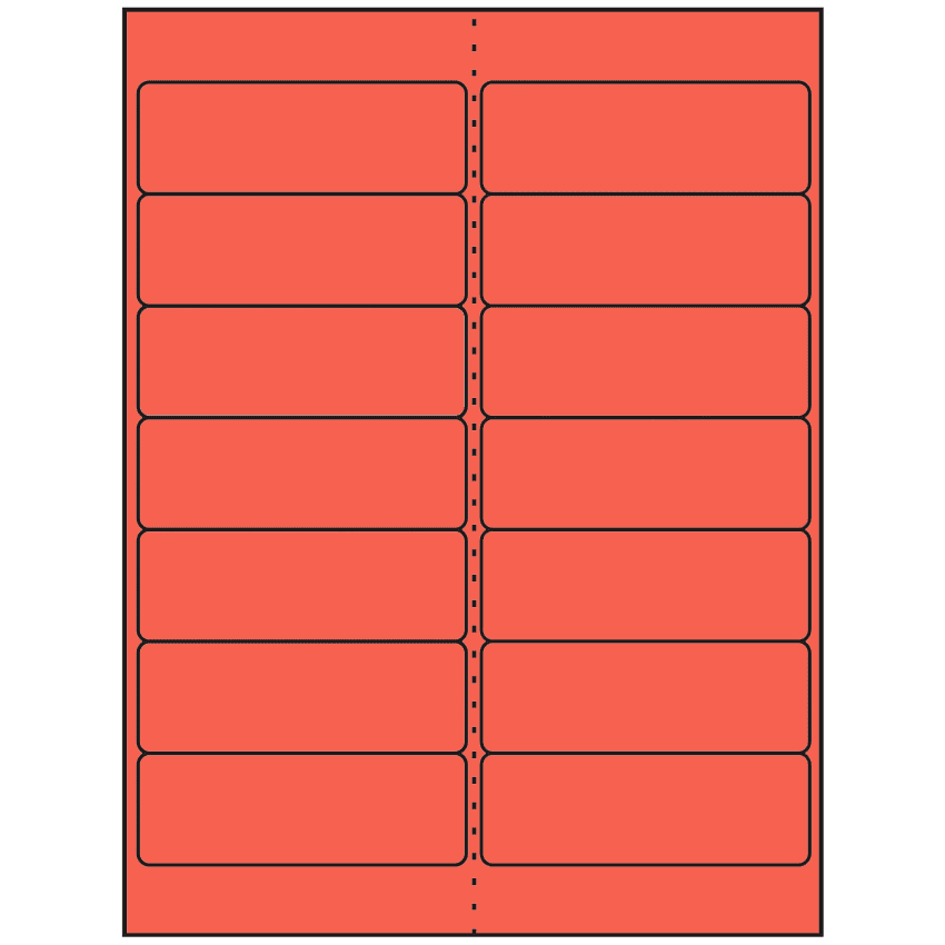 4" x 1.33" Red Rectangular Sheet Labels