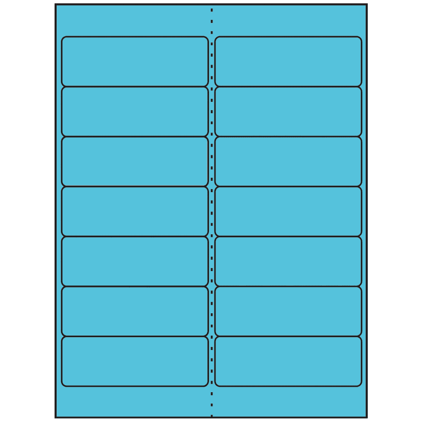 4" x 1.33" Turquoise Rectangular Sheet Labels