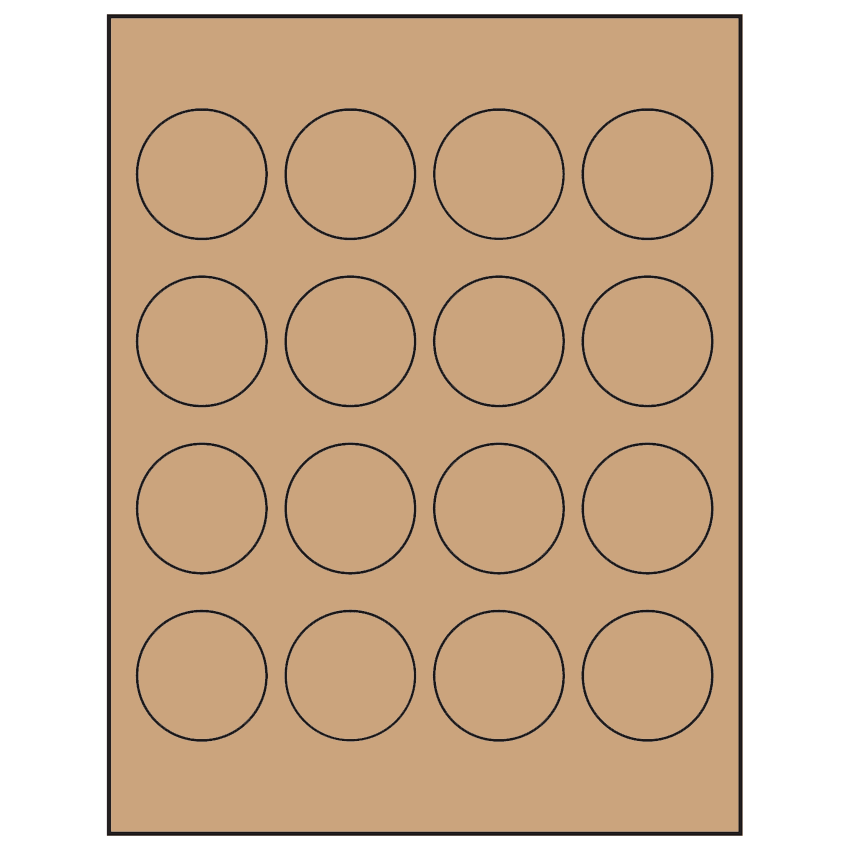 1.75" Brown Kraft Circular Sheet Labels