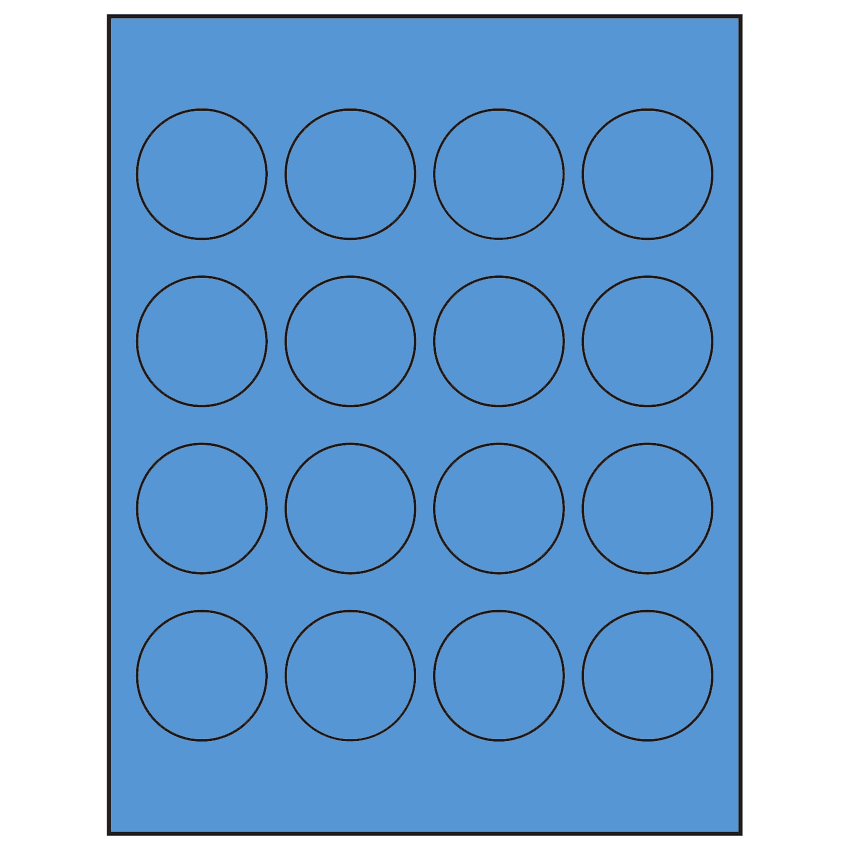 1.75" Fluorescent Blue Circular Sheet Labels