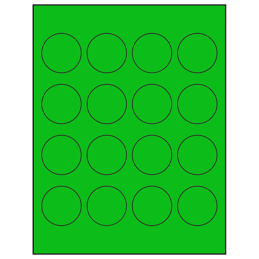 1.75" Fluorescent Green Circular Sheet Labels