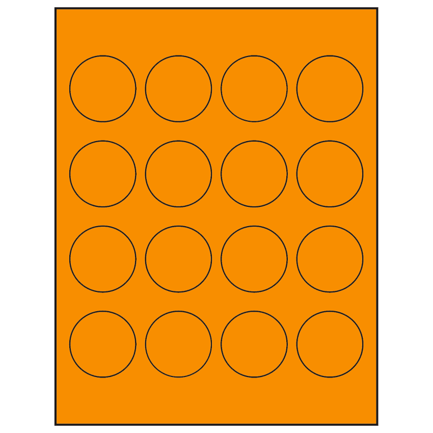 1.75" Fluorescent Orange Circular Sheet Labels
